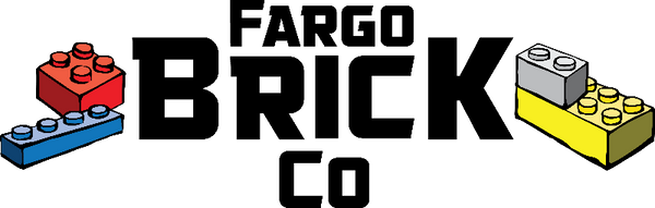Logo of Fargo Brick Co with colorful brick illustrations on a white background